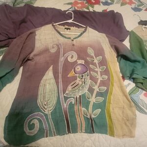 Colorful Bird Print Women's Tunic